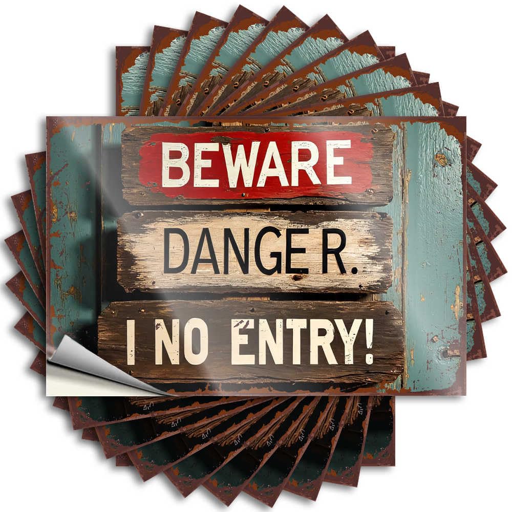 Sticker Coffee Beer Window Rustic Wooden Warning Sign: Beware - Danger, No Entry! - No Residue Decals for Billiards(6X9CM)