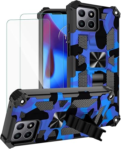 Funda para Boost Mobile Celero 5G Plus, paquete de 2 protectores de pantalla, grado militar, soporte con soporte magnético para automóvil, funda