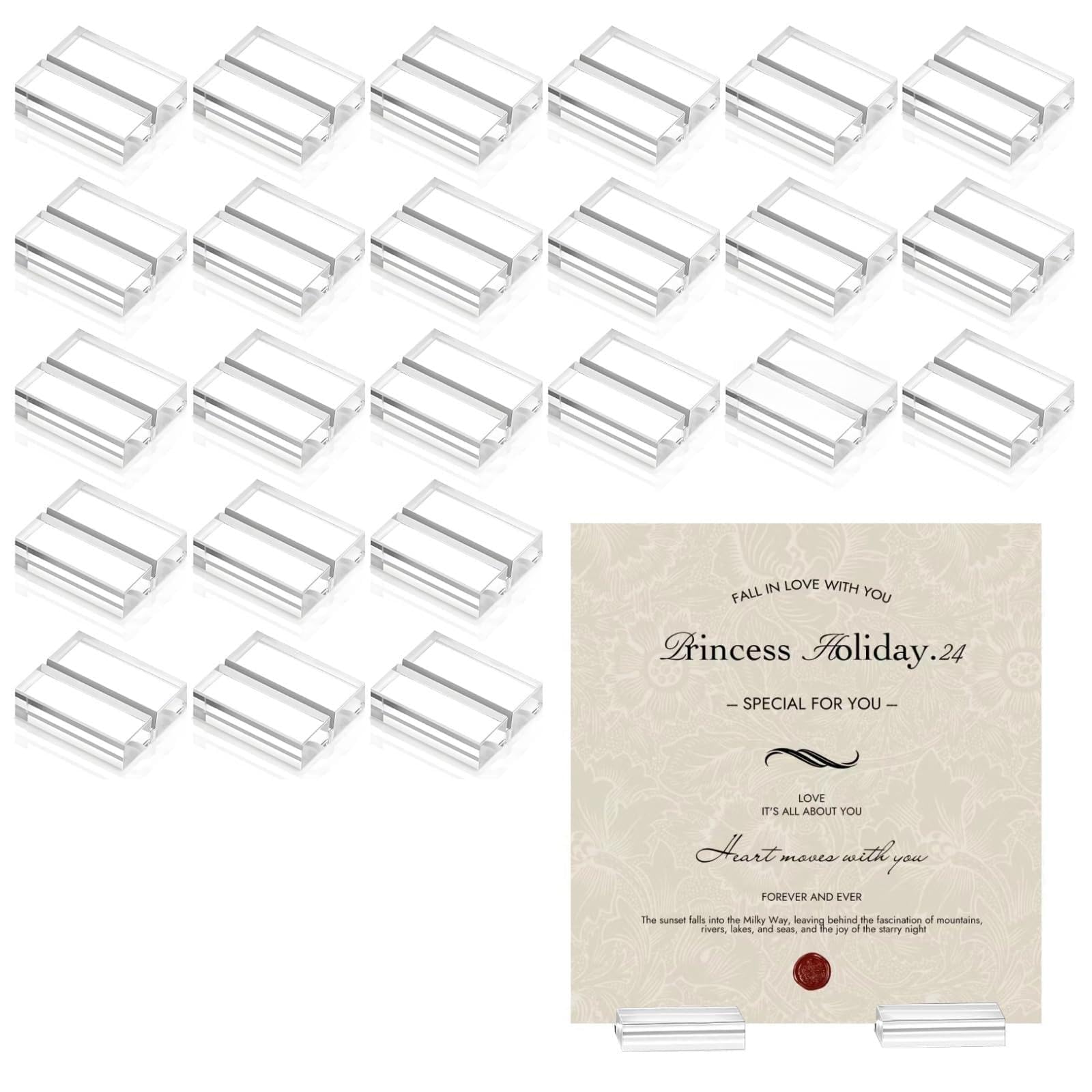 50 Stk. Acryl Platzkartenhalter, klare quadratische Tischkartenständer, transparente Namenshalter für Tische, Kartenständer mit Schlitz für Hochzeit, Party, Menü, Büro und Meeting