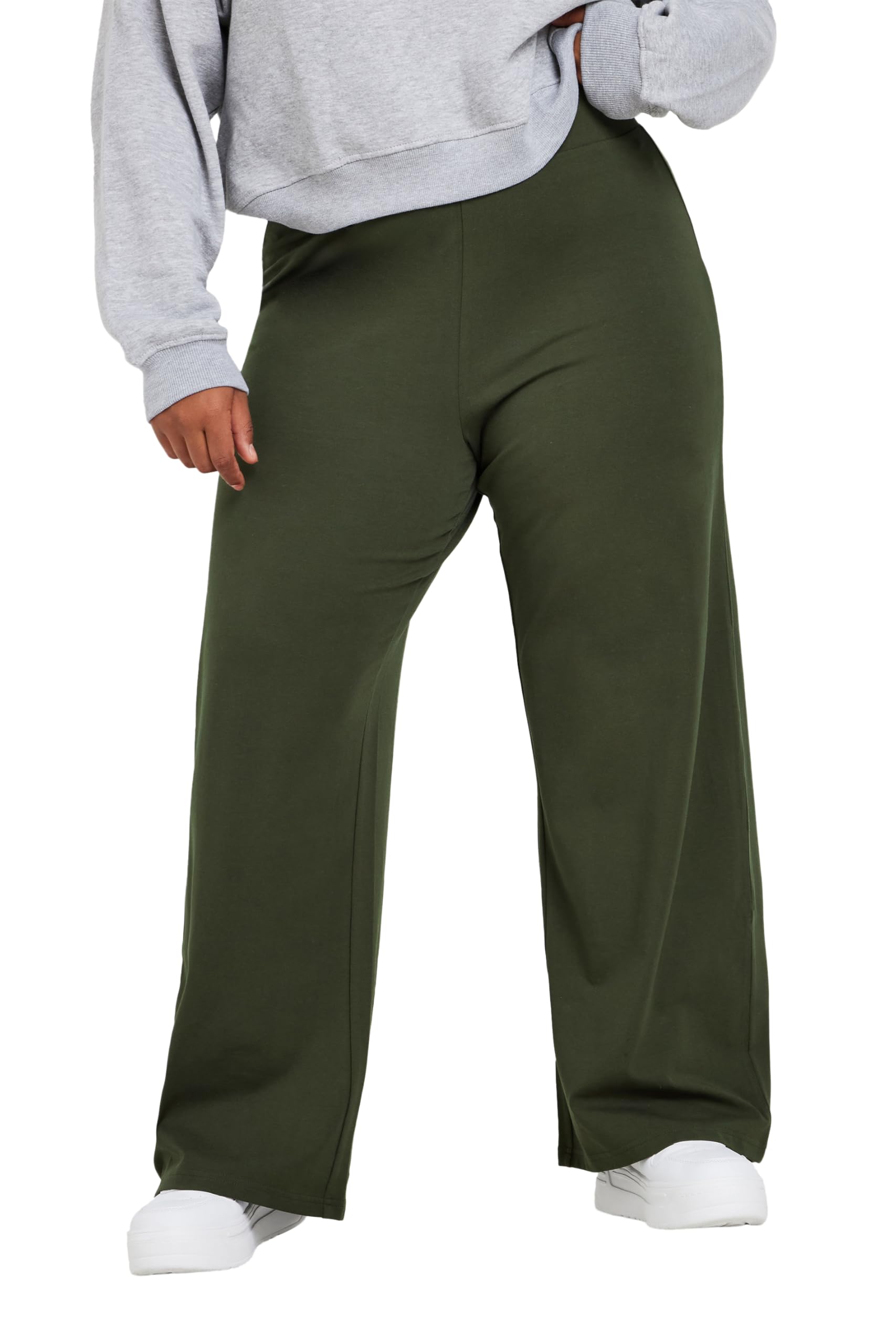 Yours Women's Khaki Curve Green Wide Leg Yoga Pants - Plus Curve 22-24 Plus