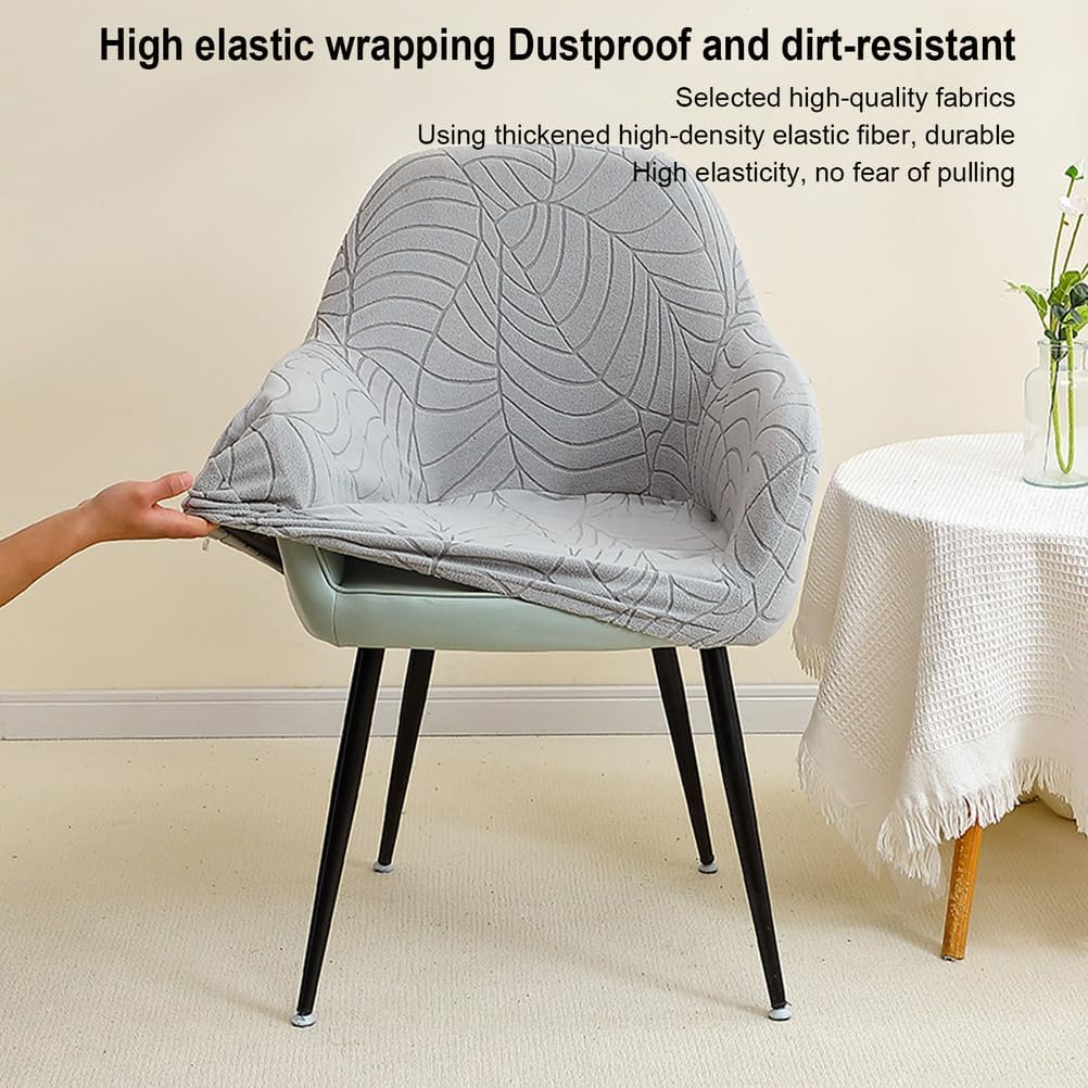 Modern Elastic Arc-Back Dining Chair Covers with Arms - Removable Washable Slipcovers for Office & Swivel Chairs | Restaurant & Home Decor Protection,Green,4pcs