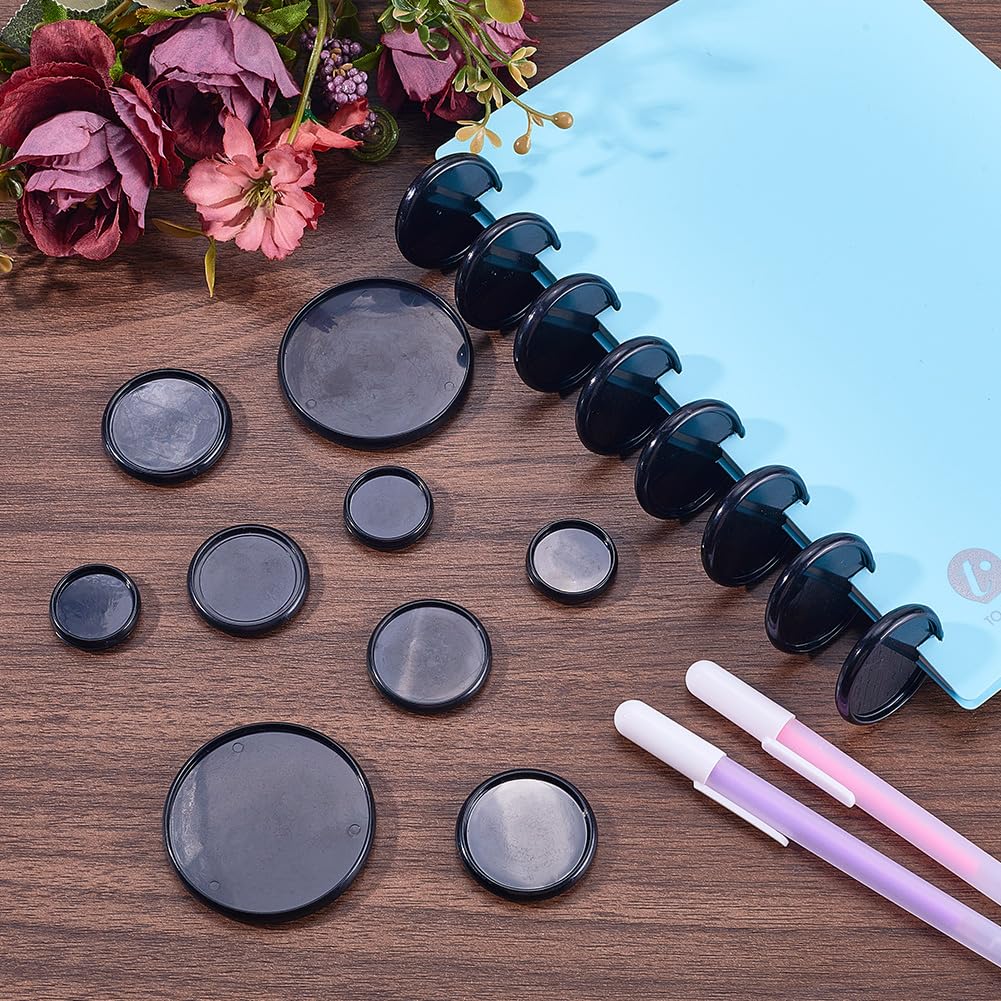 CRASPIRE 36Pcs 3 Styles Book Binding Discs Black Plastic Round Transparent Clear Binder Discs Discbound Expansion Discs Buckle Hoop Flexible Loose Leaf Binder Rings for Notebook Planner Documents - Image 4