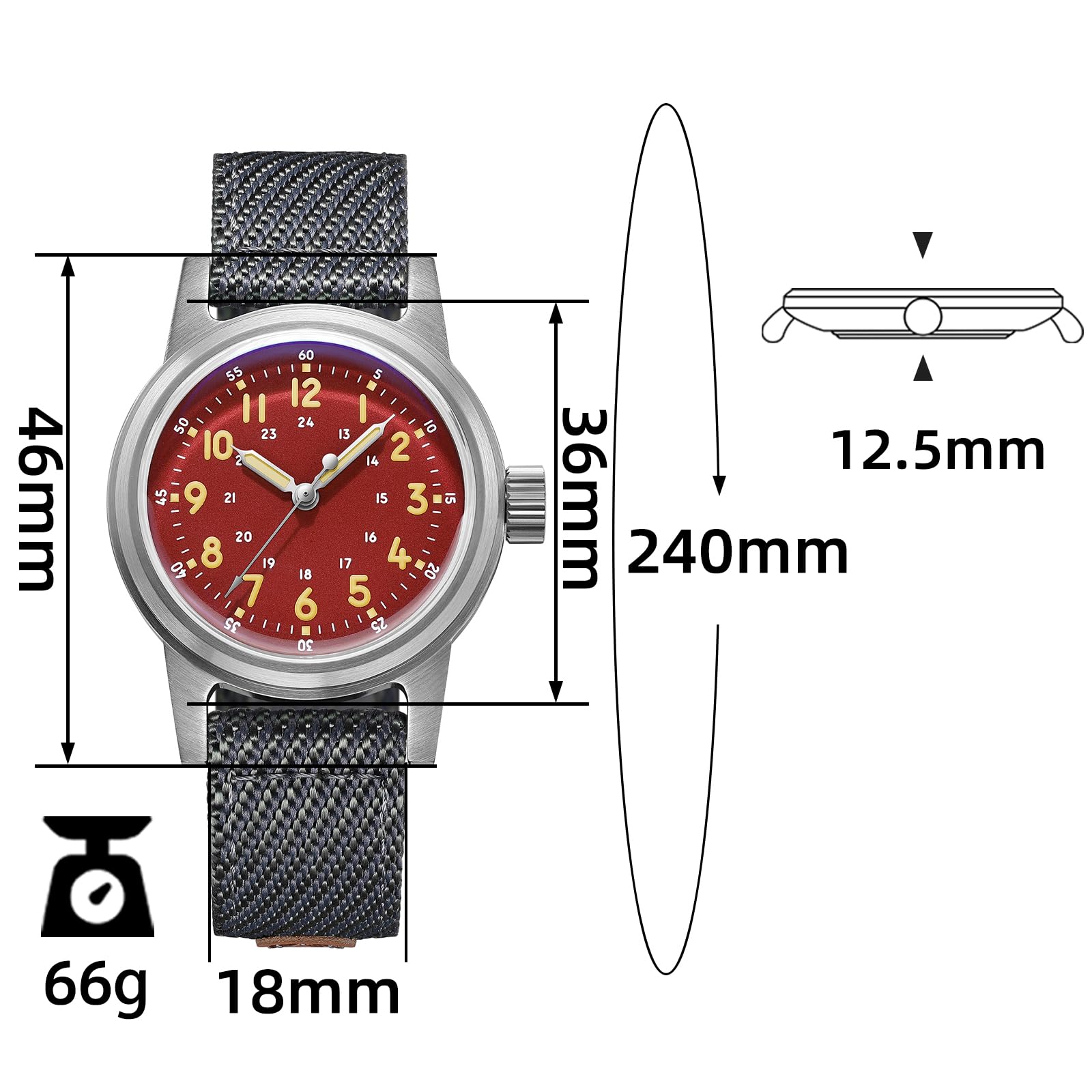 ADDIESDIVE 36 MM Vintage Orologi Militari Uomo Automatico 200 M Resistente all'Acqua NH35 Acciaio Sportivo Orologio da polso Cinturino in Nylon