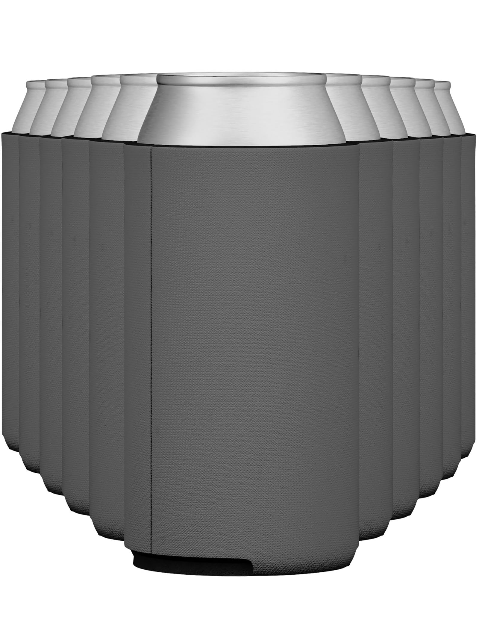 TahoeBay Slim Can Cooler Sleeves (12-Pack) Skinny Tall Cans 12 Oz Bulk Thin Seltzer Fit Sublimation Blanks for Vinyl Plain Blank Foam Beer Bottles Black White Assorted Solid Set (Charcoal)