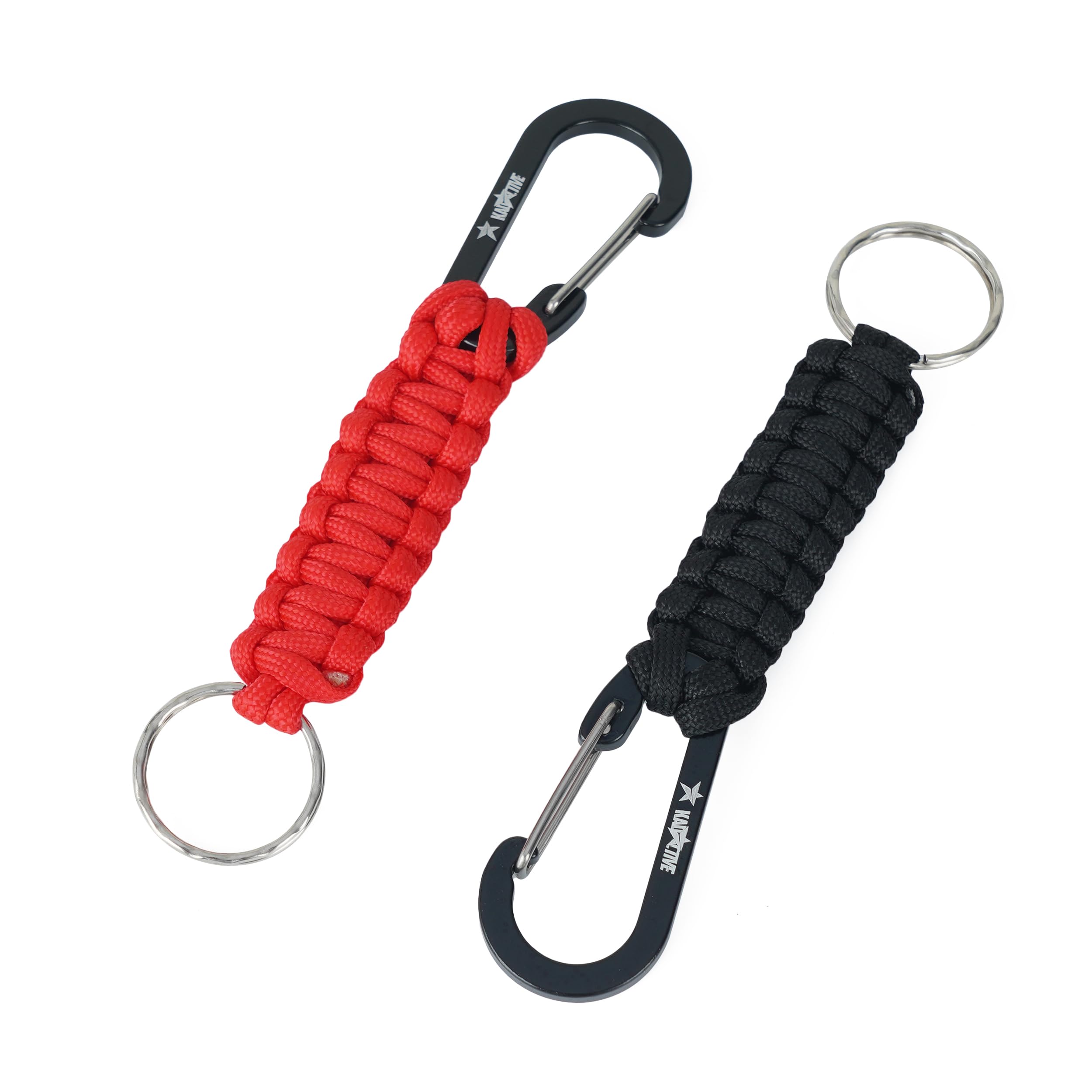 Kadactive Paracord Keychain With Carabiner - 2Pcs Carabiner Keychain for Backpack, Survival, Camping. Paracord Key Chains Men