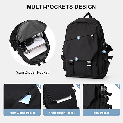 Miniatura 4 de Mochila escolar ligera para computadora portátil para hombres y mujeres, bolsa de viaje para escuela secundaria, bolsa de libros intermedia para