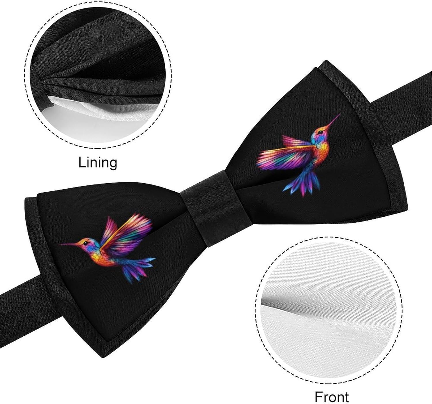 Hummingbird Watercolor Bow Ties for Men Fun Printed Pre Tied Adjustable Bowtie for Party Wedding