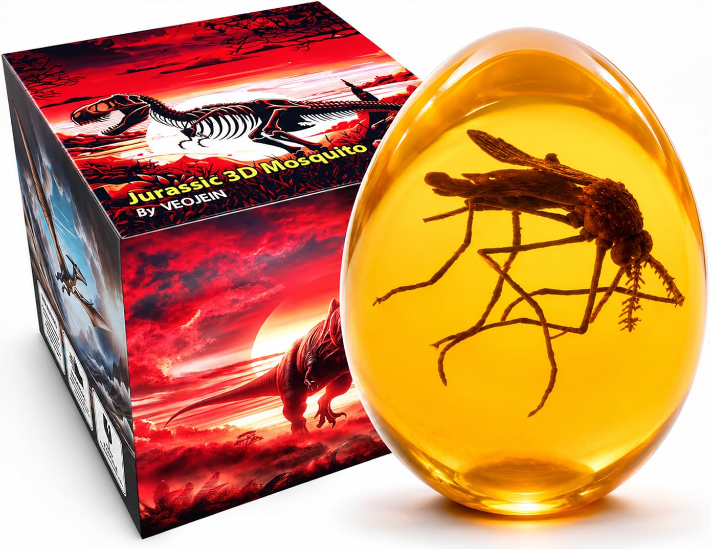 Amazon.com: VEOJEIN Jurassic 3D Mosquito in Amber Resin [3D-B