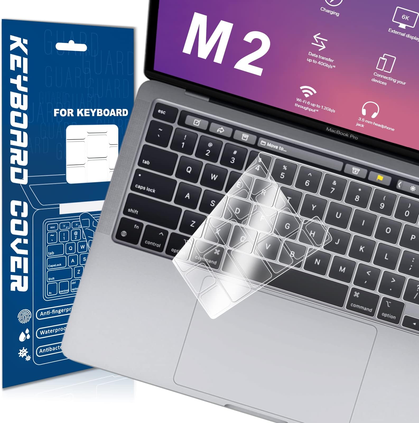 Clear Ultra Thin TPU Keyboard Cover for 2022 MacBook Pro 13" M2 Chip(2022)/M1 Chip (2020) / MacBook Pro 16"(2019/2020), Model Number A2338 A2289 A2251 A2141 US Layout Keyboard Protector Accessories