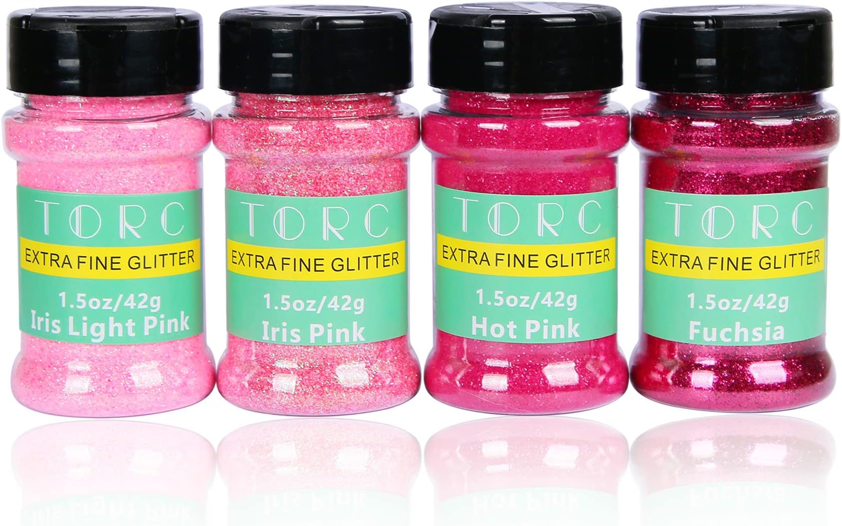 TORC 6 oz Pink Fine Glitter Set, Iridescent Pink Hot Pink Fine Glitter for Resin Crafts Tumblers Slime Cosmetic Nail Art Makeup Festival Decor