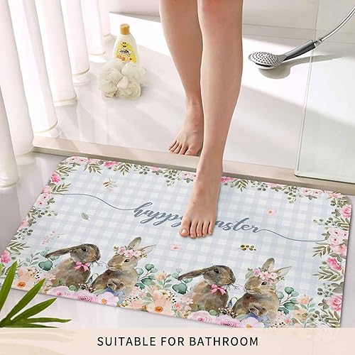 Vista 326 de Tapete de Feliz Navidad, tapete antideslizante para puerta delantera, baño, cocina, dormitorio, patio, entrada, 16 x 24 pulgadas, rojo, negro y verde