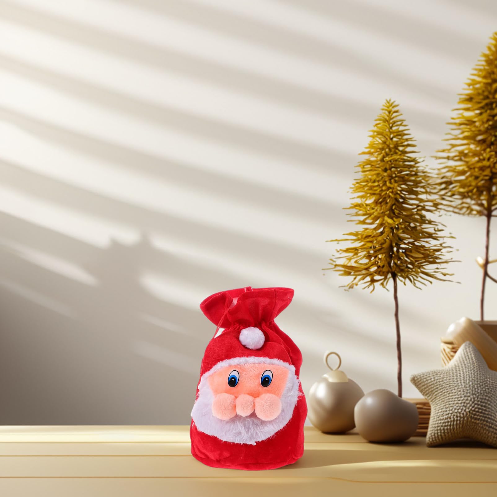 NOLITOY Bolsa de Obsequio de Papá Noel Cordón de Peluche para Dulces Navideños Bolsa para Obsequio para Fiesta de Navidad