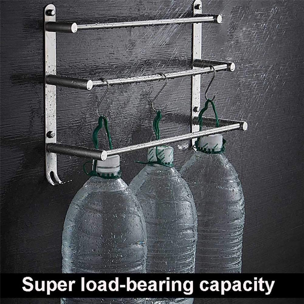 Toalleros Cromado Montado en la Pared Toallero para baño Barra de Cocina, Toallero Acero Inoxidable de Tres Capas con Ganchos Oficina del Hotel (Color: Plata Tamaño: 50 cm)