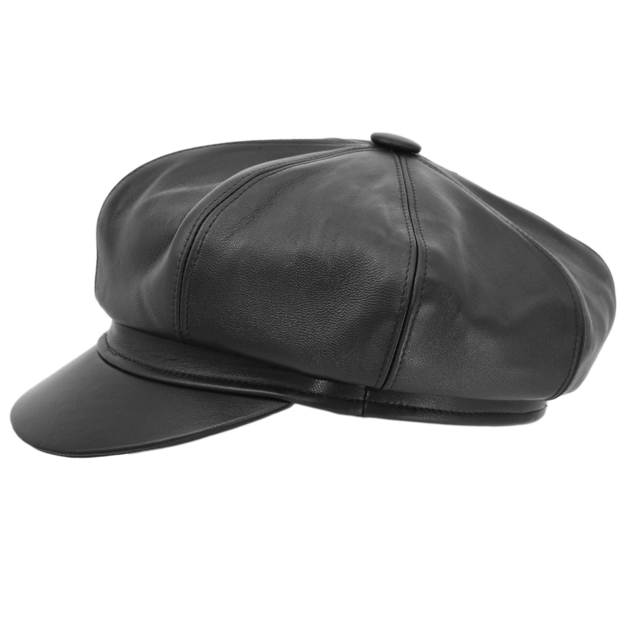 Melegari Berretto Newsboy Biker, Vera Pelle, Berretto Gatsby a 8 Spicchi, Made in Italy, Unisex, Estate/Inverno