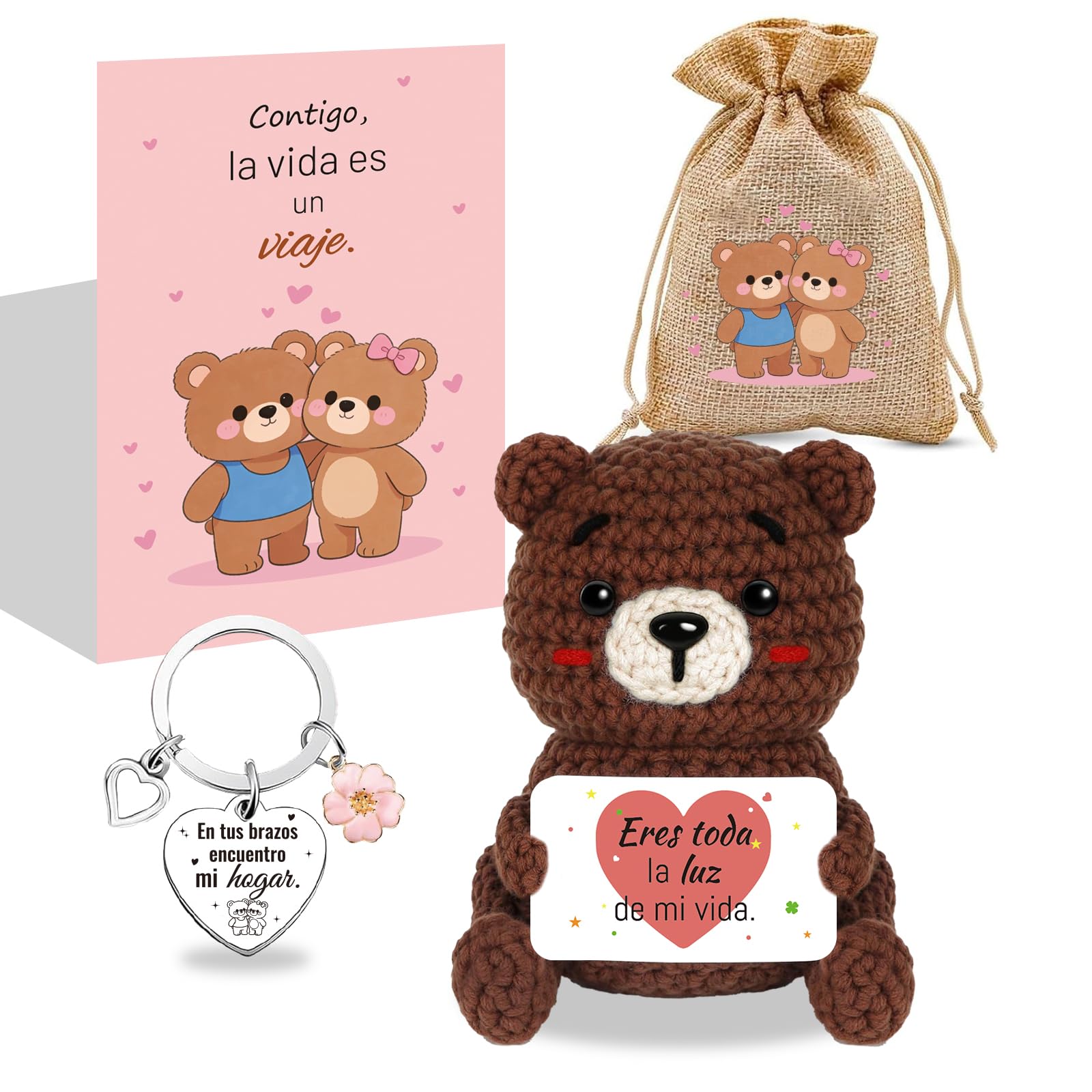 Regalo Padre - Osito de Ganchillo a Mano con Tarjeta Papá, Eres mi héroe, Regalo Original para Papa, Oso Peluche Ganchillo Padre en Cumpleaños Navidad Día de la Papa — view 8
