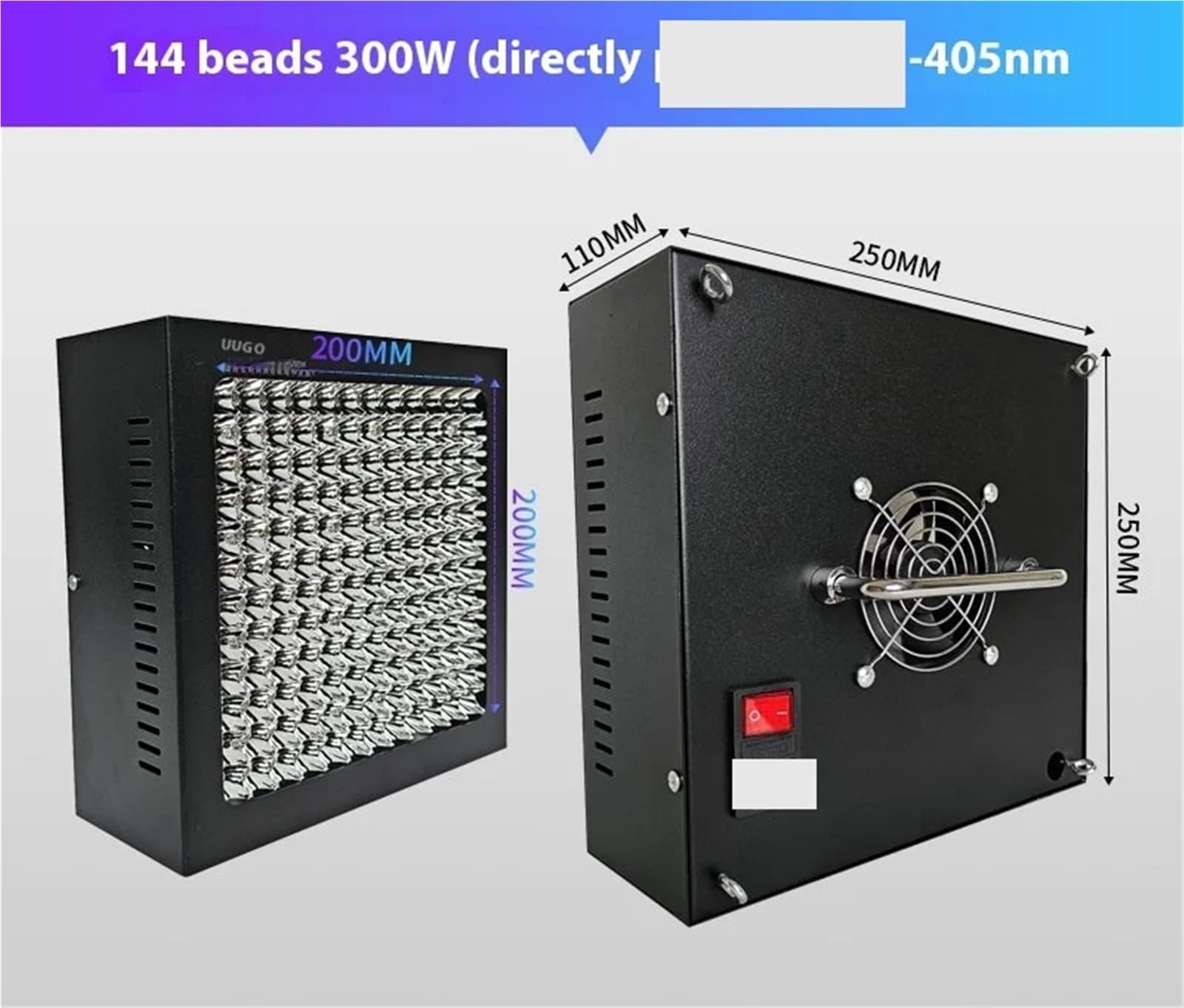 Lampada uv resina, Lampada di polimerizzazione UV a LED 3535UV Adesivi 365nm 395nm 405nm Resina adesiva for la protezione delle giunzioni(300W-405nm)