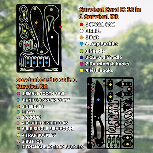 Miniatura 4 de PSKOOK Juego de 12 piezas de multiherramienta de supervivencia del tamaño de una tarjeta, herramienta de emergencia para acampar, kit EDC en tu