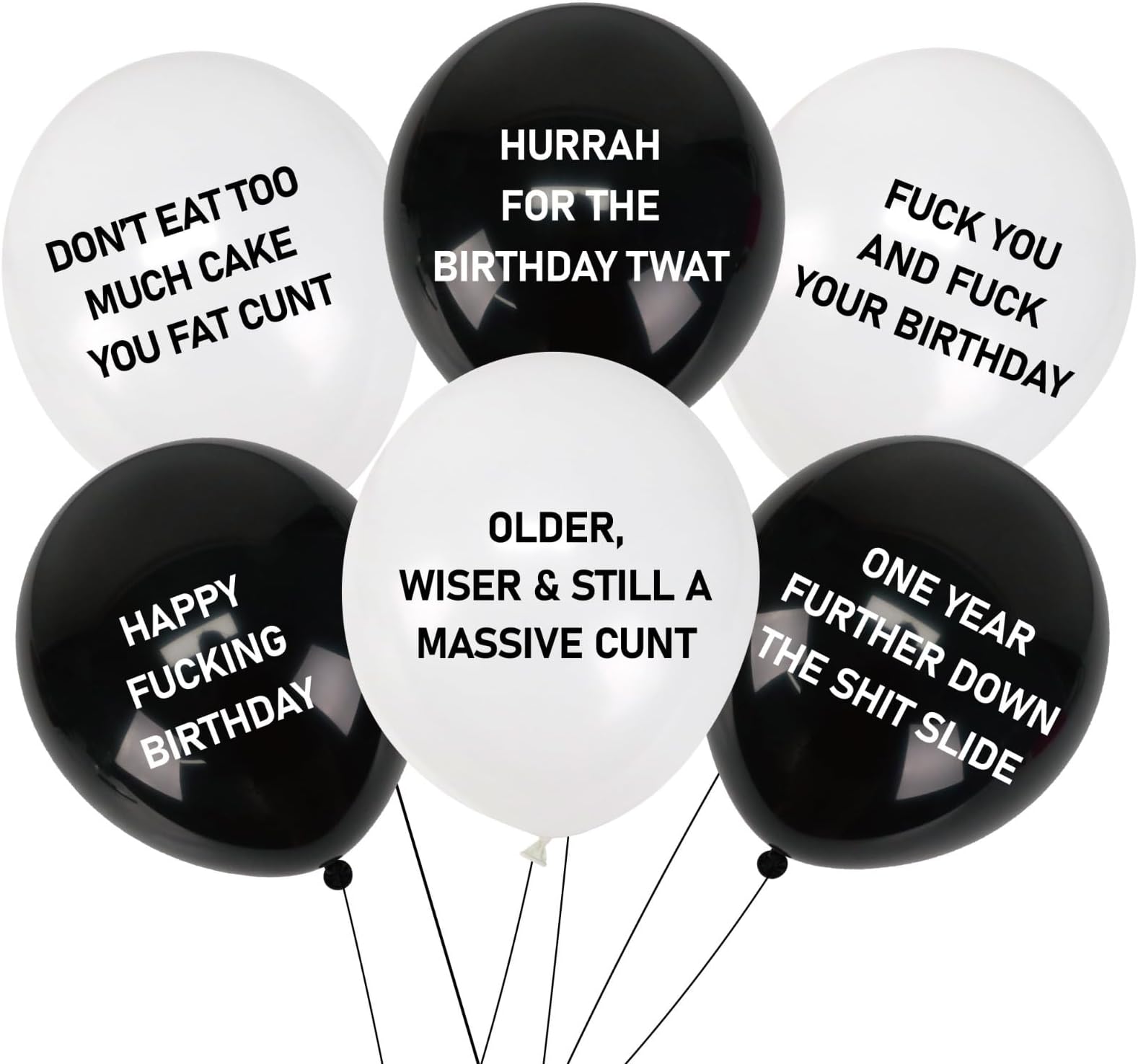 Brutal Offensive Birthday Balloons Adult Abusive Funny Joke Balloons (6 Pack)