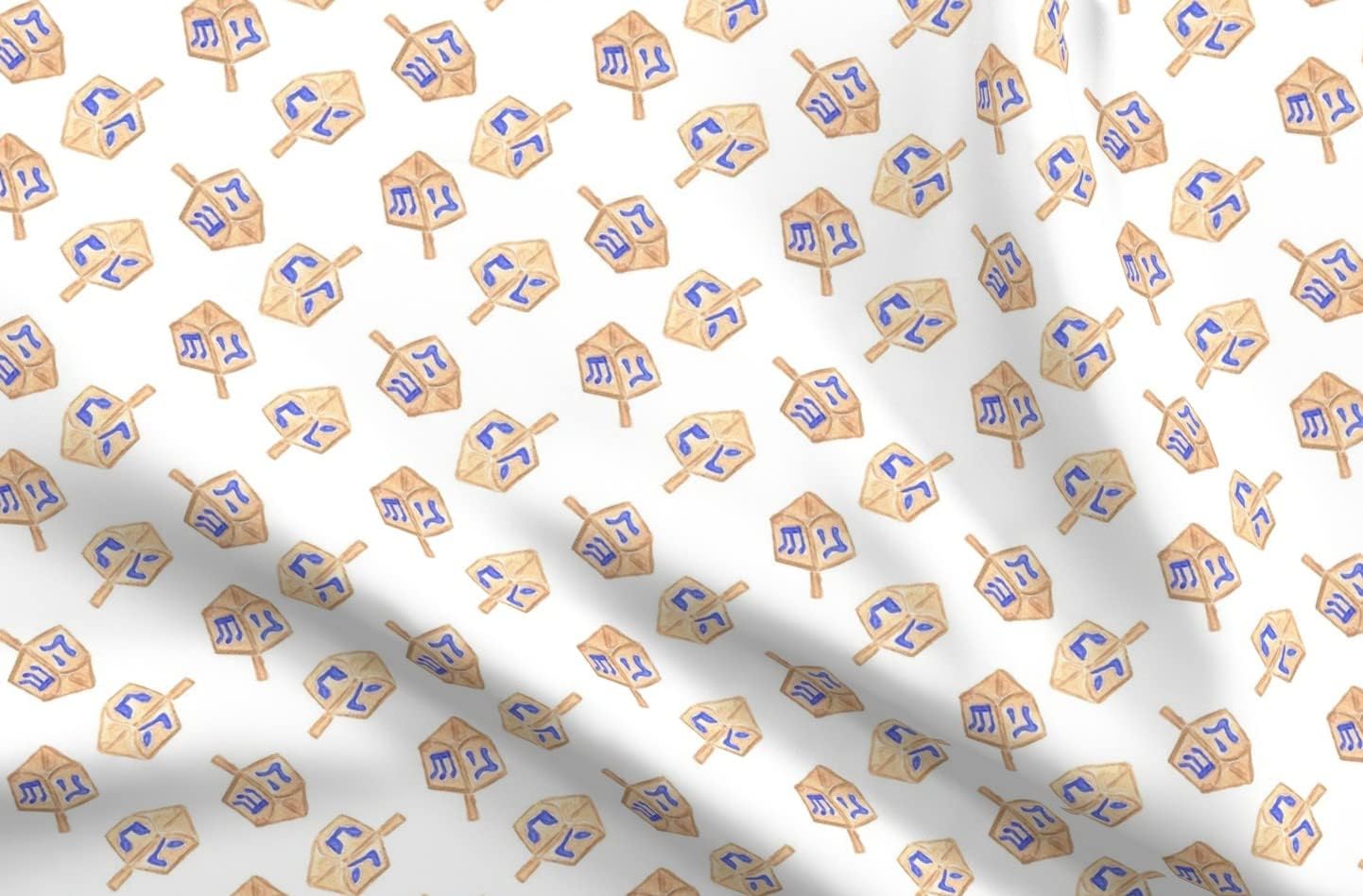 Spoonflower Fabric - Hanukkah Holiday Watercolor Winter Beige Printed on Upholstery Velvet Fabric Fat Quarter - Upholstery Home Decor Bottomweight Apparel