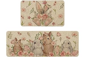 Artoid Mode Floral Eggs Bunny Rabbits Easter Bathroom Rug Set