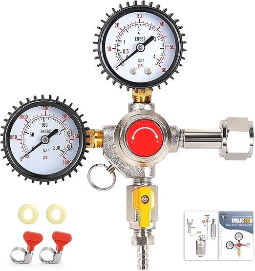 CO2 Regulator Beer Regulator CGA-320 Kegerator Regulator CO2 Beer Keg Regulator with 0-55PSI Working Pressure,CO2 Keg Pressure Regulator for Home Brewing