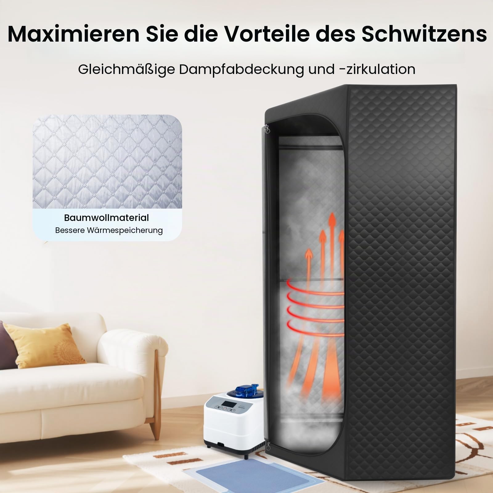Tragbare Dampfsauna-Box, Dampfsauna Mit Dampfer, Verstellbare Heizpegel 9, Zeitbereich 5-60min, Mobiles Saunazelt Mit Klappstuhl & Fußmassagegerät, Für Den Einsatz In Häusern, Saunen, Clubs, Bädern