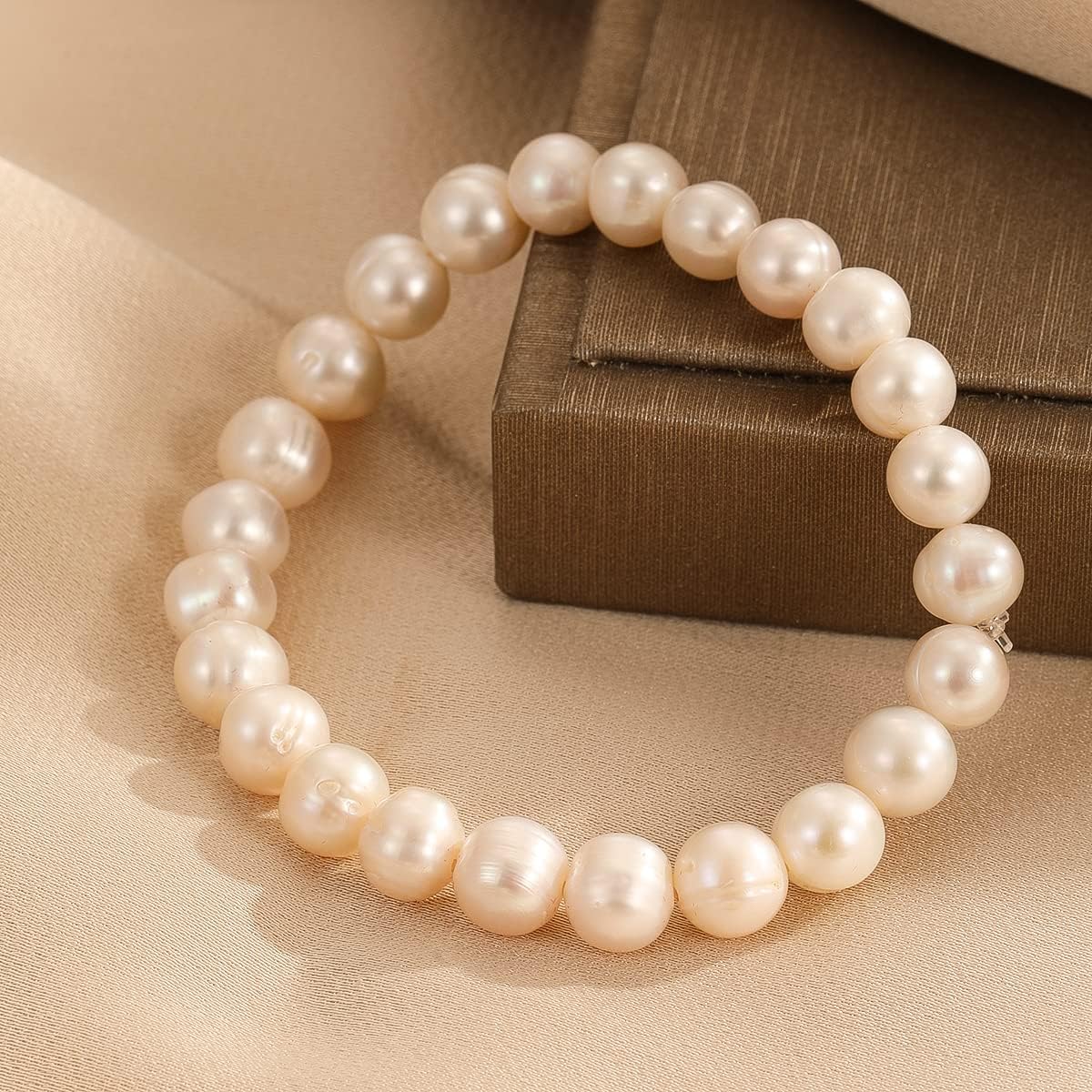Crystal Vibe AAA Quality White Freshwater Pearl Bracelet for Women - 8mm Beads Pearl Bracelet with Adjustable Size - Image 2