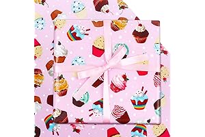 Vibrant Birthday Cupcake Wrapping Paper Adorned with Pink Elegance