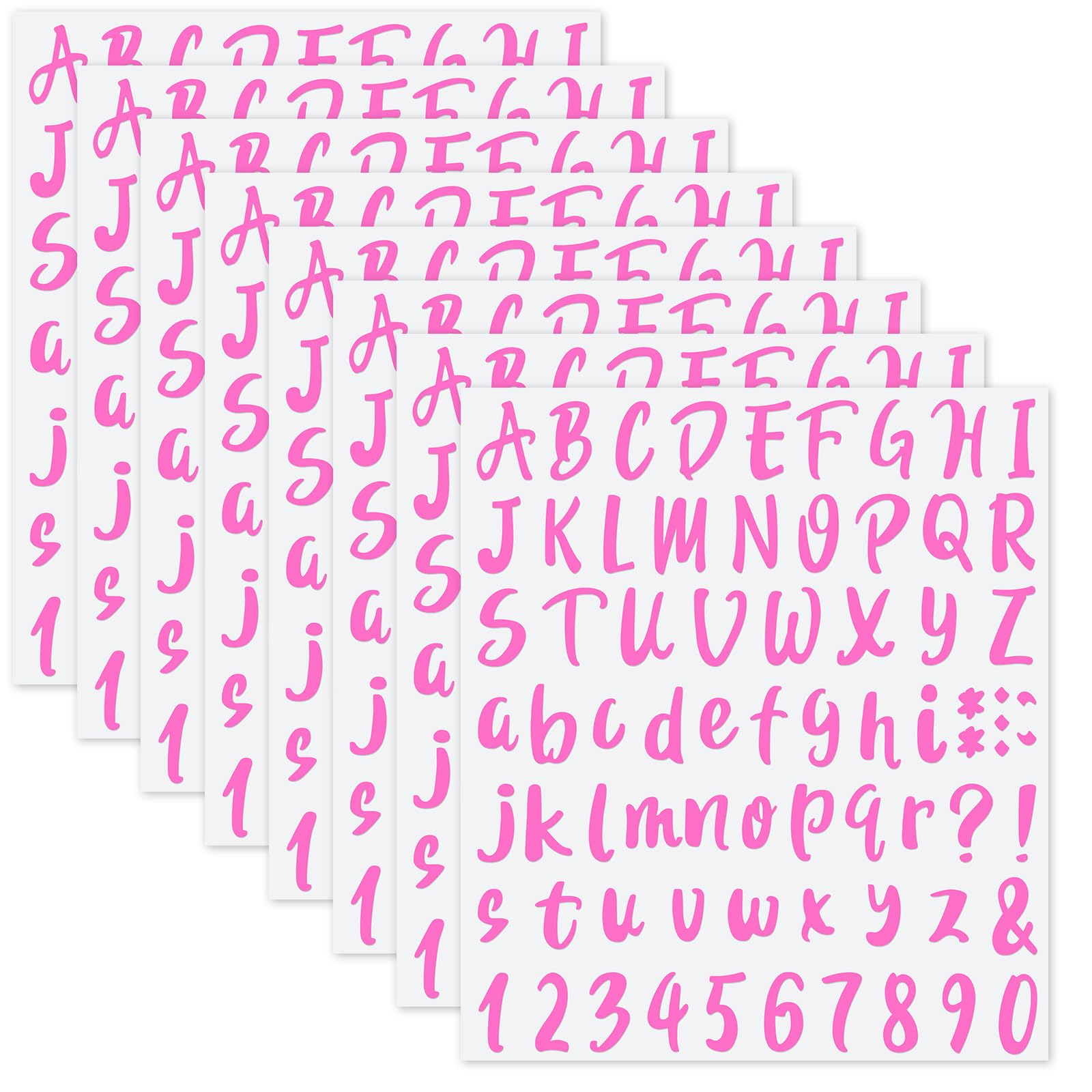 Autocollants lettres et chiffres vinyle rose pour personnaliser la salle de classe