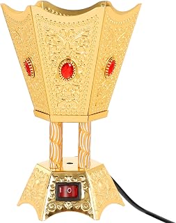 TEHAUX Electric Incense Burner, US Plug Desktop Incense Holder - Middle Eastern Style Bakhoor Burner - Vintage Metal Censer Holder for Home Office Yoga Spa Decor, Golden