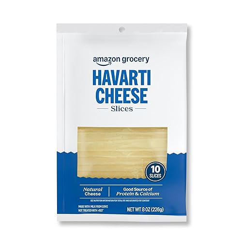 Amazon Brand, Happy Belly - Queso Havarti en rodajas, 10 rebanadas, 8 onzas
