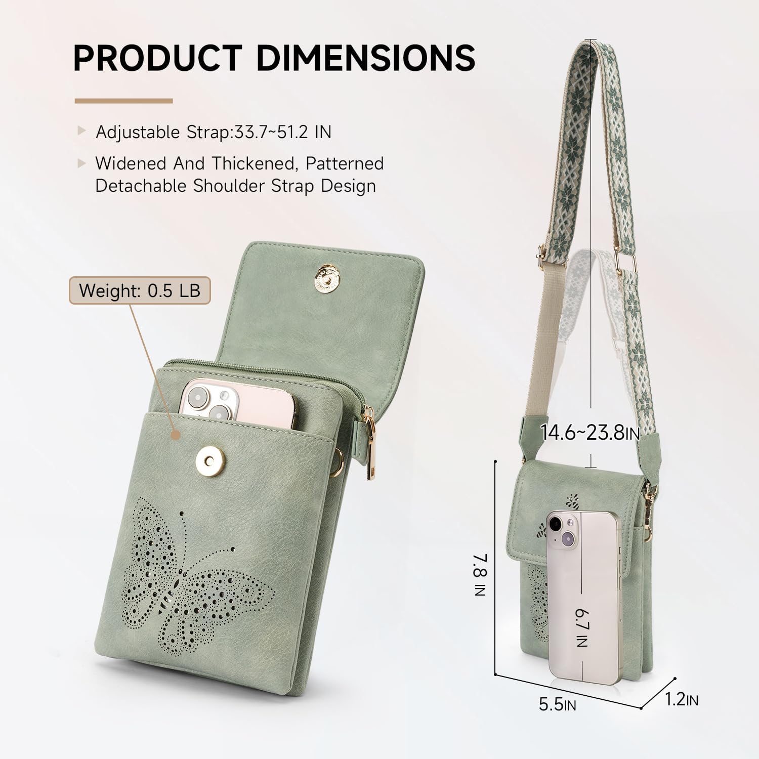 Leather Small Crossbody Bags for Women Trendy Cell Phone Bag Wallet Purses Butterfly Design - Image 4