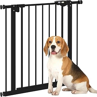 PawHut Dog Gate, Pressure Fit Stair Gate with Auto Closing Door, for Doorways, Hallways, 74-80cm Openings, Black