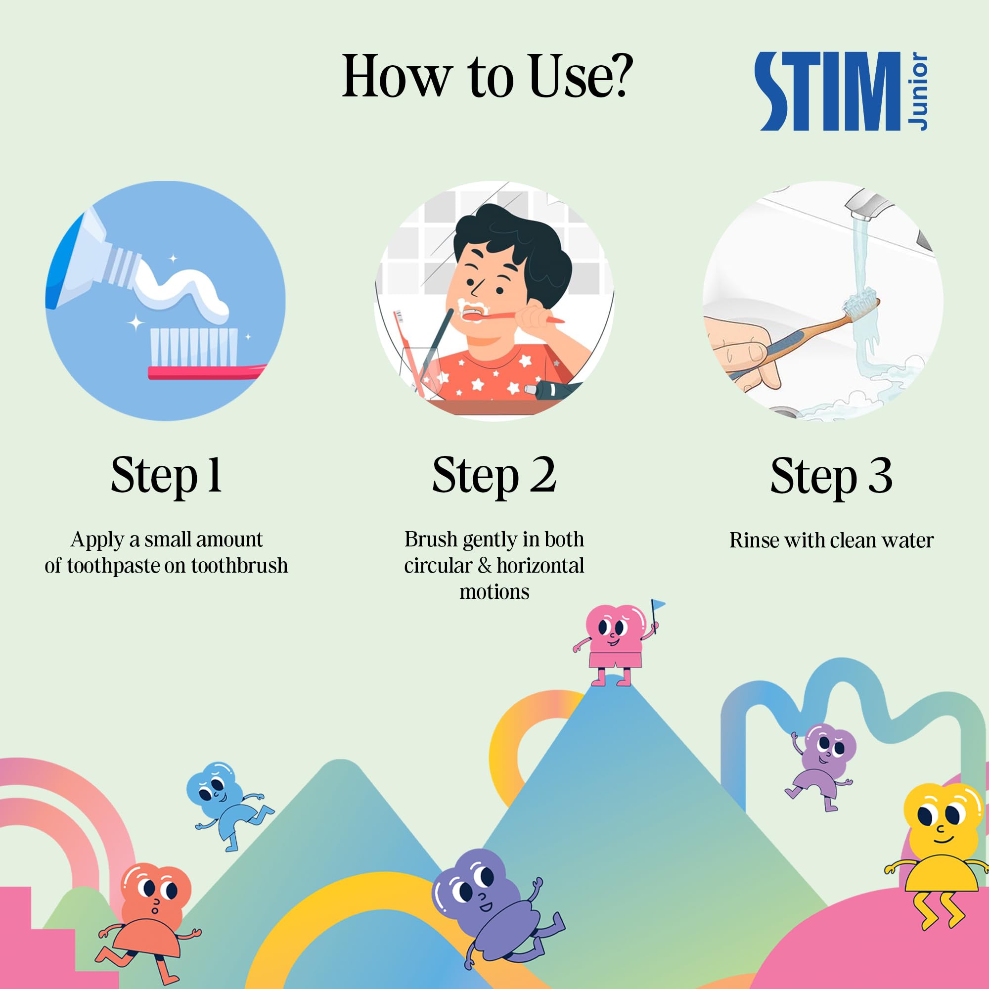 STIM Junior Kids Toothpaste | Age-Appropriate Fluoride | 3-10 Years | Mixed Berry Flavoured | SLS & Colour-Free Toothpaste | Enriched with Xylitol & Vitamin E | (Combo pack with toothbrush) - 2 Brushes - Image 6 thumbnail