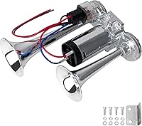 Vista 17 de Kit de bocina eléctrica negra para motocicleta, bocina de tren impermeable de 150 dB para camión, kit de bocinas de auto universal para cualquier