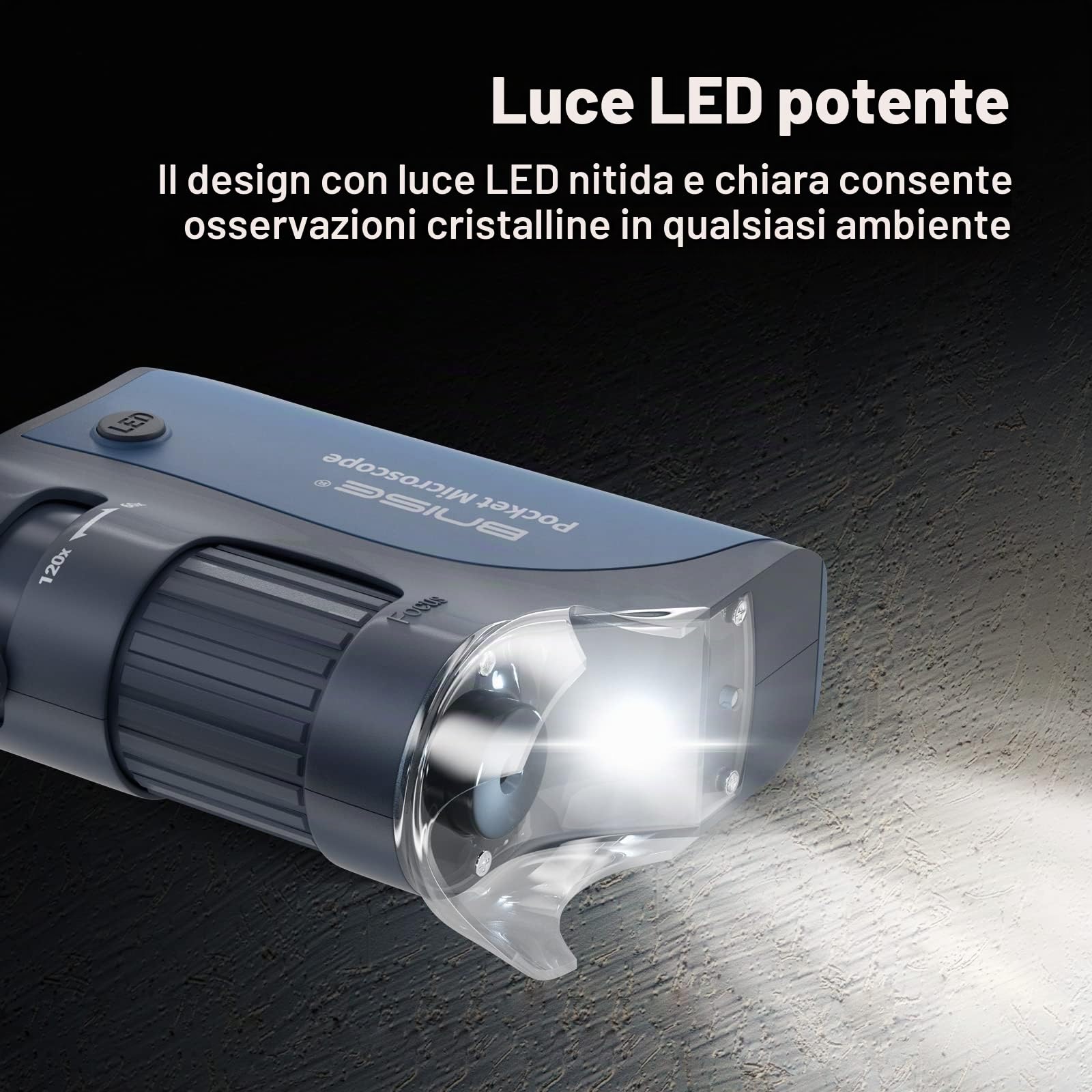 Microscopio tascabile per bambini, microscopi portatili 60X-120X zoom con LED, mini microscopio portatile con 5 vetrini per microscopio per apprendimento, educazione ed esplorazione