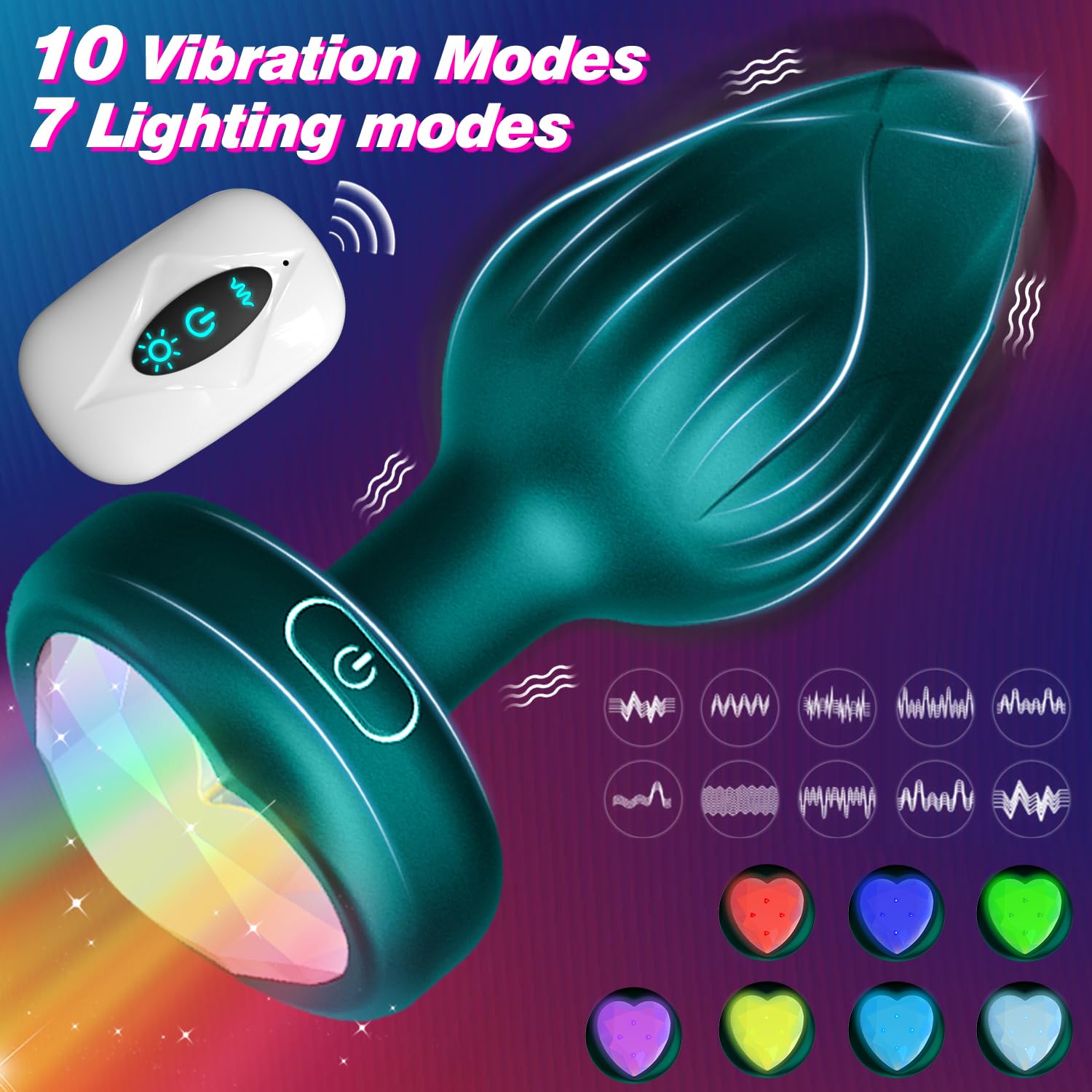 Anal Plug Vibrator Couples Sex Toys for Women, Light Up Vibrating Butt Plug with 10 Vibrations Adult Toys, Women Rose Sex Toys Anal Vibrators