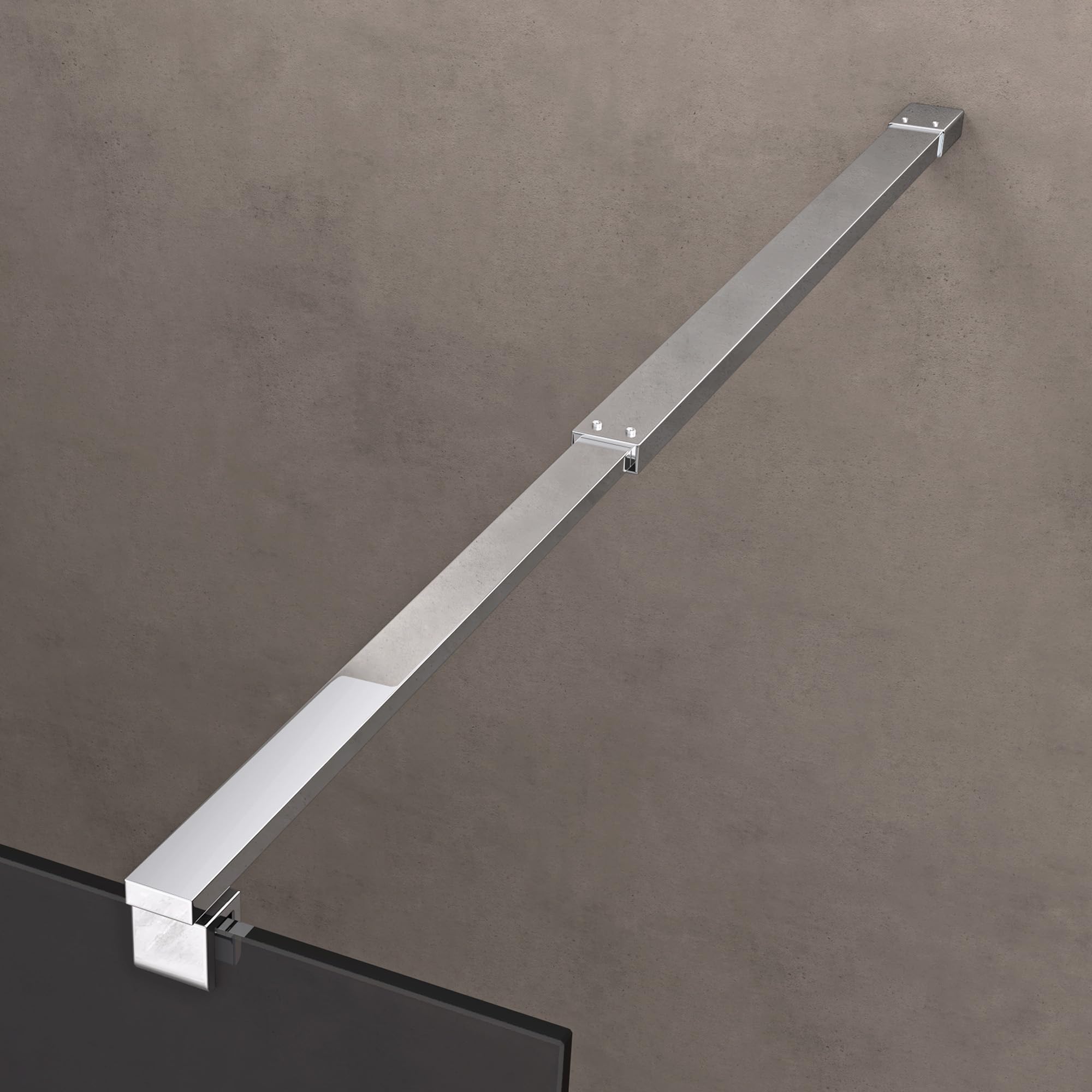 doporro Box Doccia Walk-In 80x200 cm, Parete Doccia Fissa in Vetro Temperato Fumé 10 mm con Barra Stabilizzatrice Regolabile e Profilo Cromato – Bremen02VG