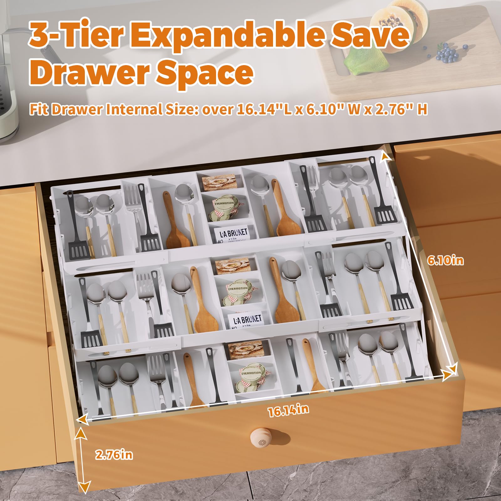 Organizer per cassetti a 3 livelli, organizer espandibile per cassetti, organizer intelligente per ufficio, organizer per cassetti pieghevoli, organizer da scrivania a più livelli per trucchi,