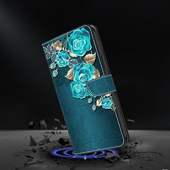 Case for Google Pixel 9a Wallet,Flip Folio PU LeatherProtective Phone Cover with Card Holder or Google Pixel 9a 2025 - Blue Rose