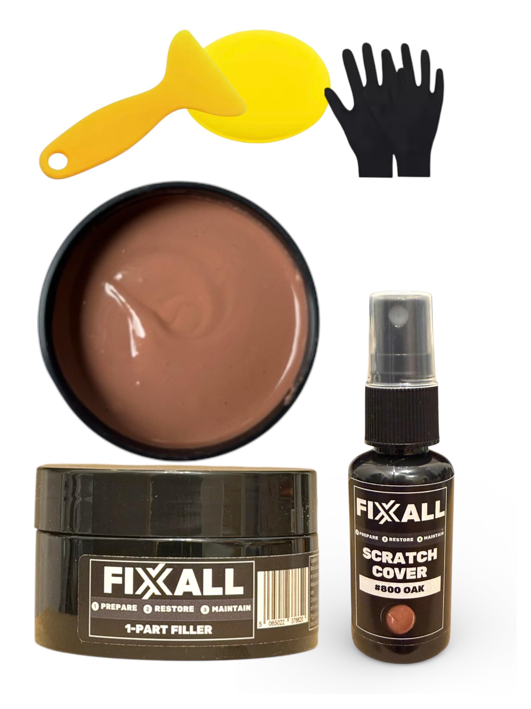 Fixxall All Surface Repair Kit – Wood, Stone & Tile Repairs - Scratch Cover + Repair Filler for Worktops & Floors – Covers Scratches, Scuffs & Small Chips – Quick, Easy DIY (Oak)