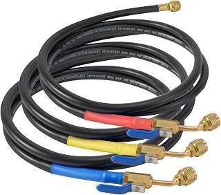 Ratiekc 29806 Refrigerant Hose 72" 1/4" with Compact Ball Valve, Yellow Jacket Compatible, 800 PSI, 3-Pack for R410A R134A R1234yf HVAC