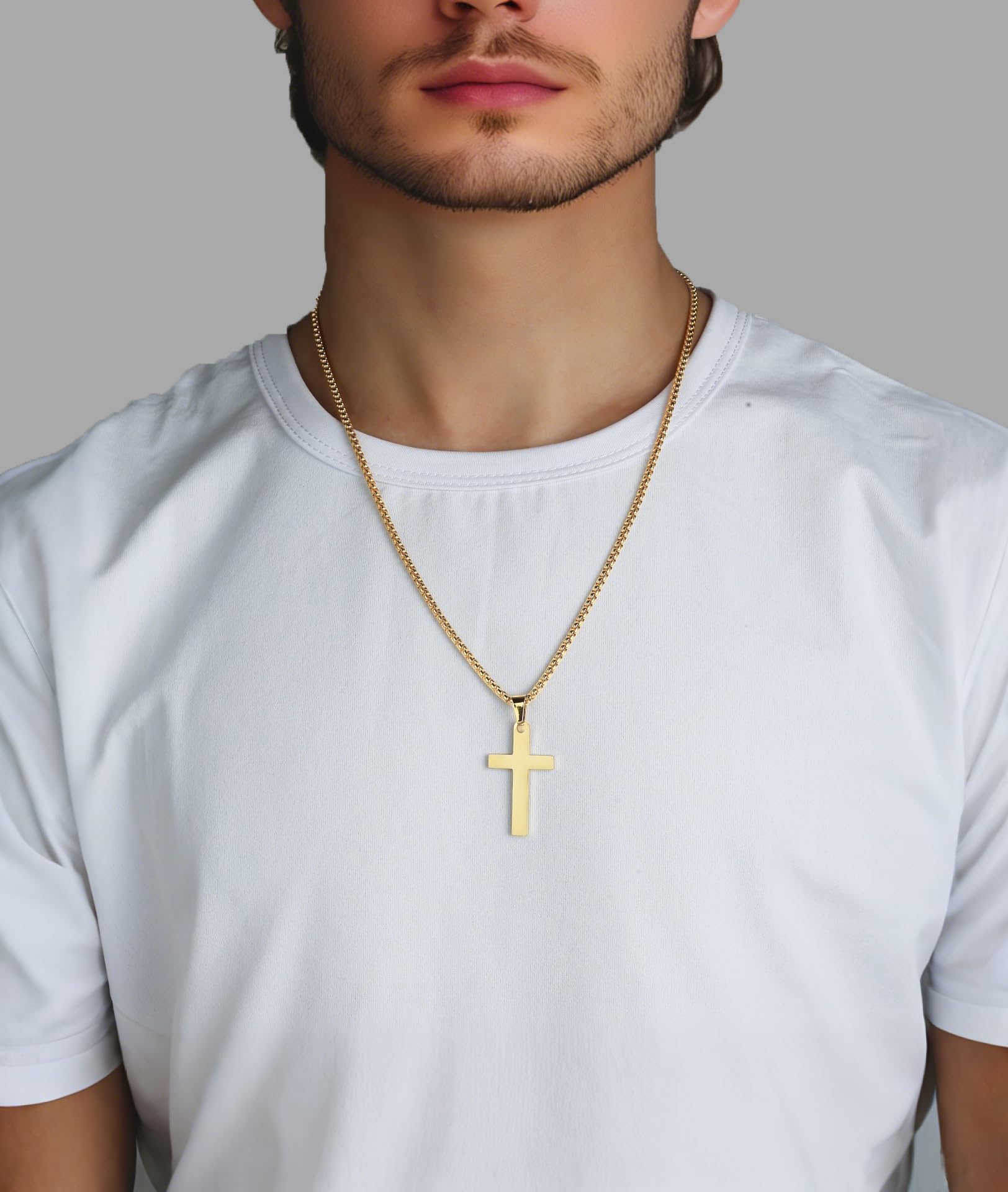 Cadena de oro y plata para hombres, 0.098 in 0.118 in para hombre de acero inoxidable cadena cadena collar joyería para hombres, Acero inoxidable, No es una piedra preciosa 4