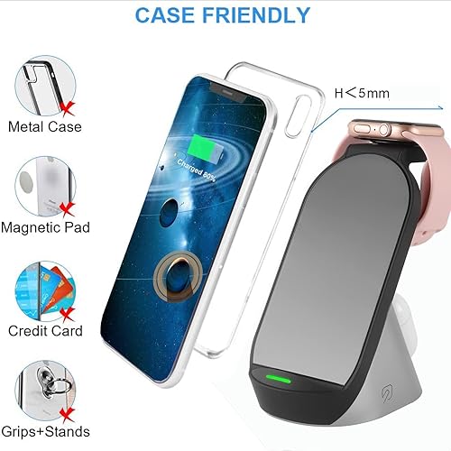 Miniatura 4 de Estación de carga 3 en 1 para Apple, soporte de cargador inalámbrico de 15 W para iWatch y AirPodsGalaxy Buds, estación de carga para múltiples