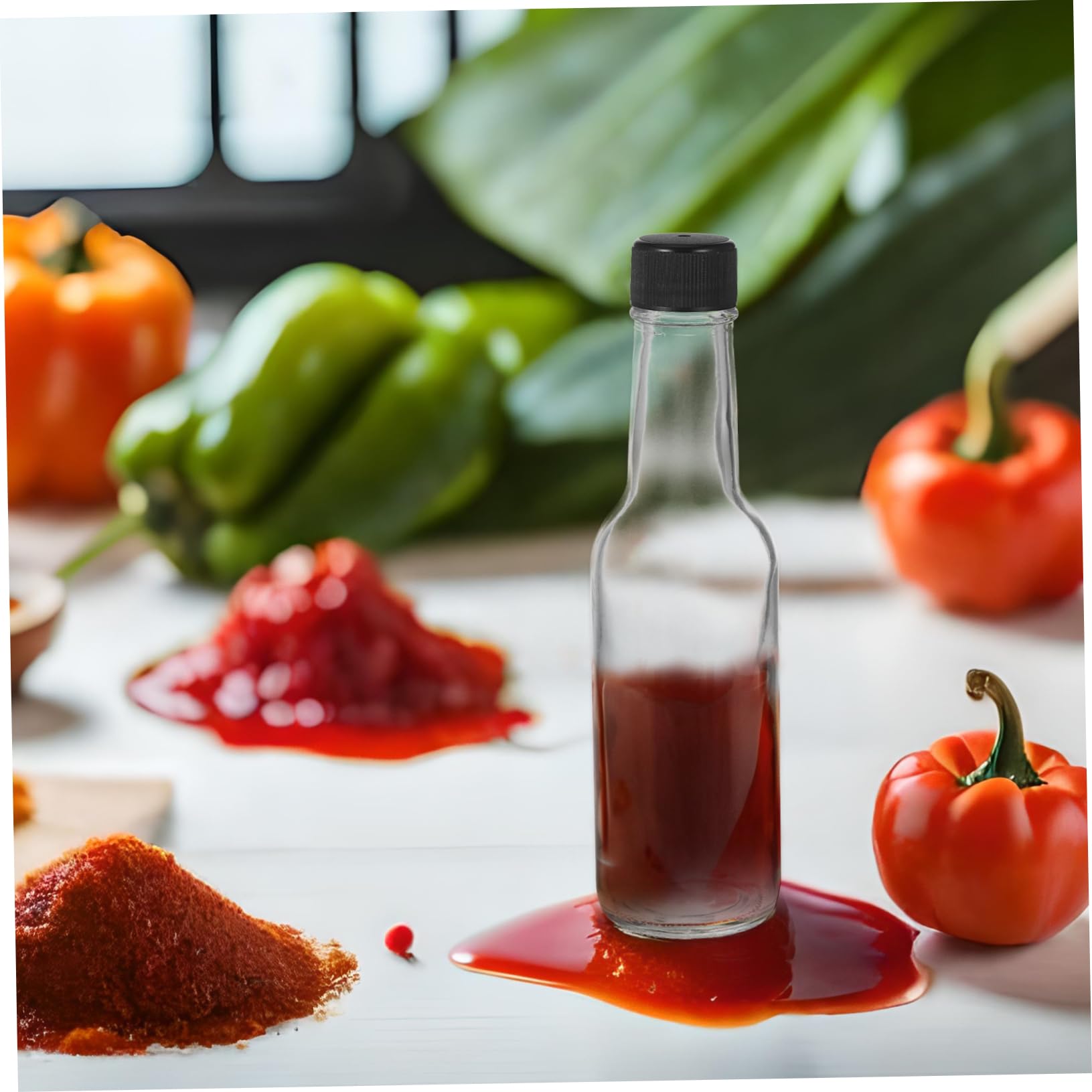 COLLBATH Lot de 6 Bouteilles en Verre 150ml pour Sauce Vinaigrette Couvercle Sécurisé, Faciles à Laver, Cuisine et Restaurants