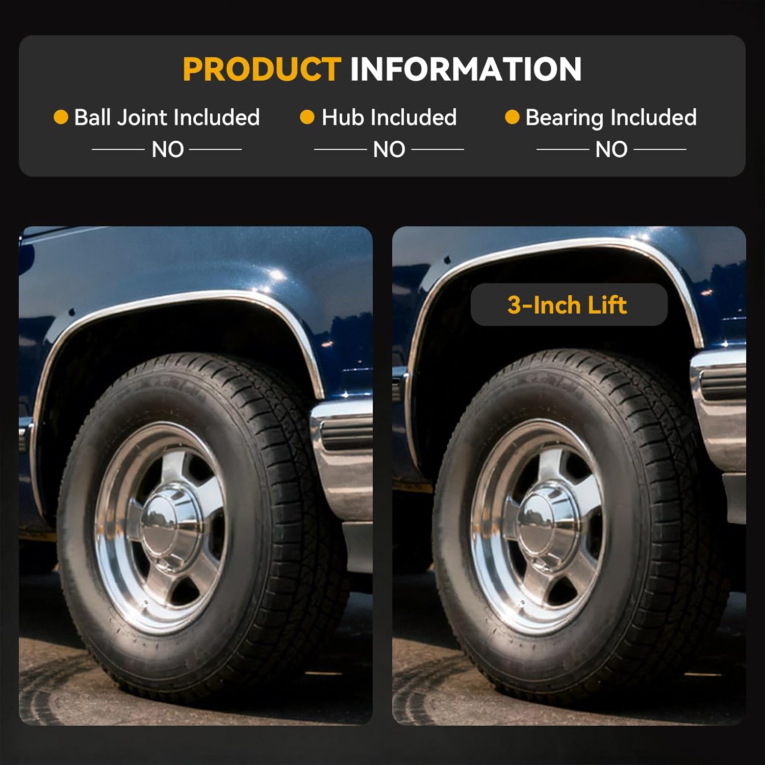 3" Lift Spindles Truck SUV Suspension Level Kit 2WD For Chevy GMC Cadillac | Compatible with 2007-2015 Silverado 1500, Sierra 1500, Tahoe, Yukon, Escalade Non-HD