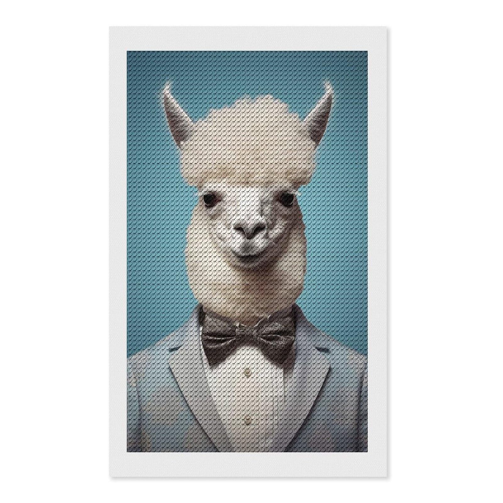 Junmoney Alpaca in A Suit Diamond Art Canvas 12"x20", for Adults, Pleasing Wall Art Project, Modern Decor, Gift Idea, Nice Detail and Sparkle