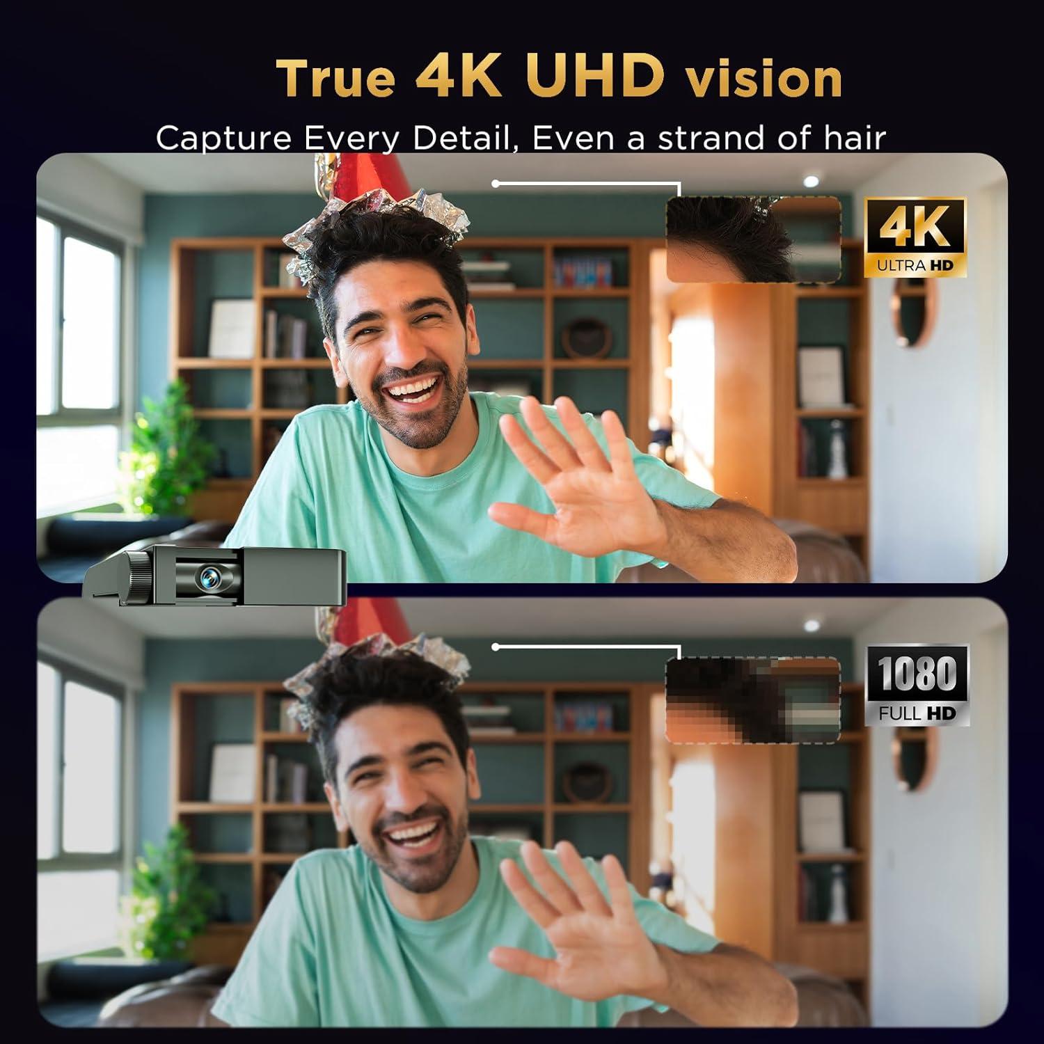 4K Webcam - 1/2.55" Sensor, Dual Autofocus, Digital Microphone, Metal Unibody Sculpted Mini Web Cam for Laptop/PC/Mac, Plug & Play, Privacy Cover, Remote, Streaming Camera for Live Meeting (Black)