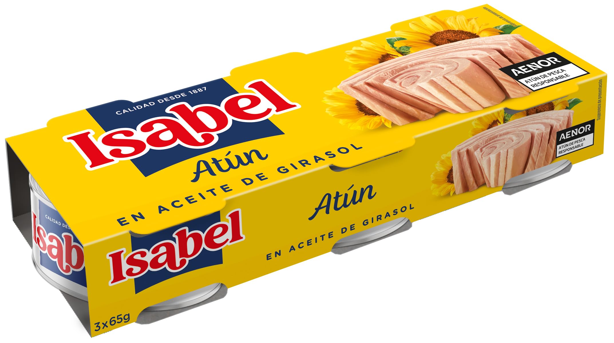 Isabel atún en aceite de girasol, 1 pack de 5 estuches con 3 latas de 65gr