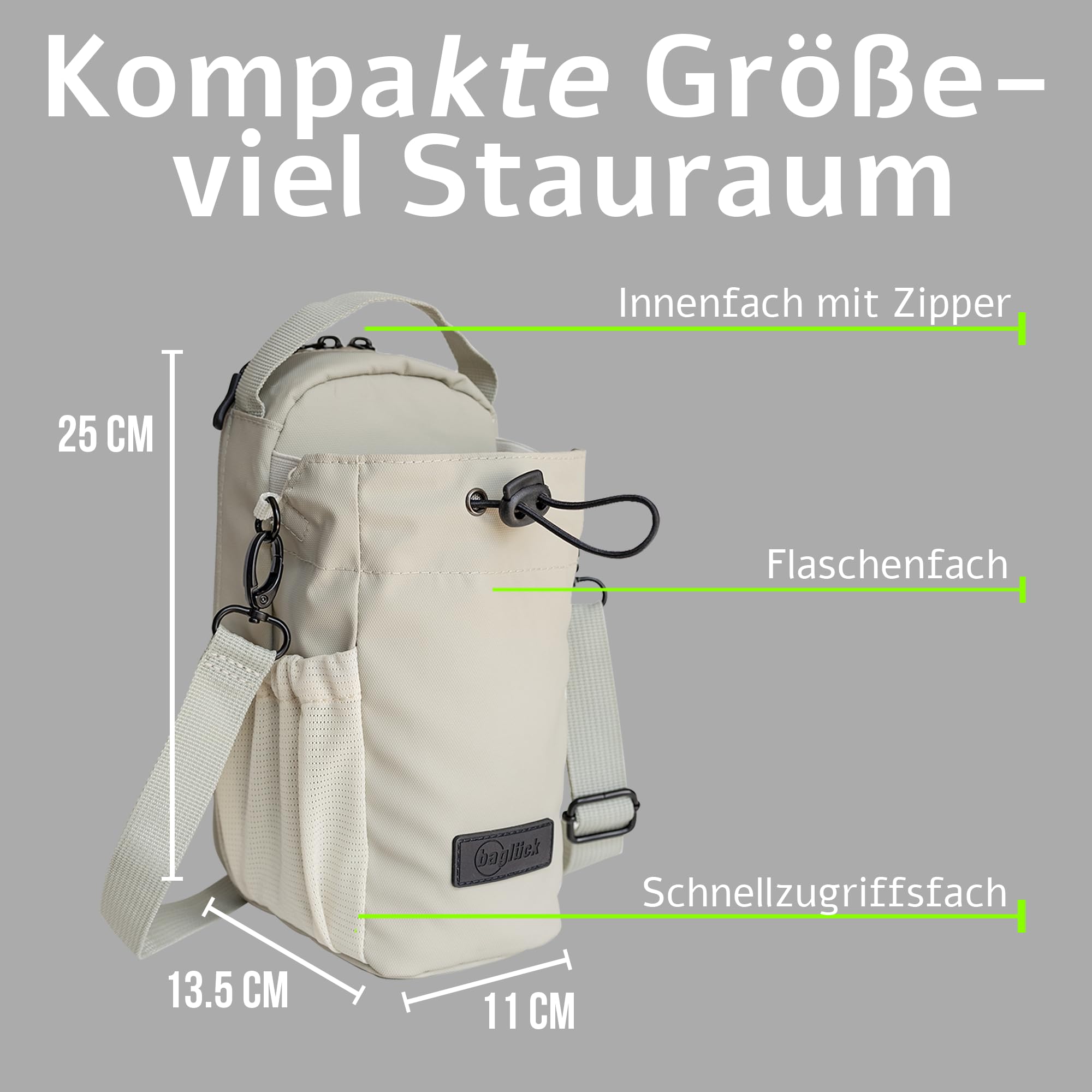Magnetische Sporttasche mit Flaschenhalter – universelle Schulter- & Umhängetasche für Damen & Herren, ideal fürs Gym, Freizeit & Reisen (Beige)